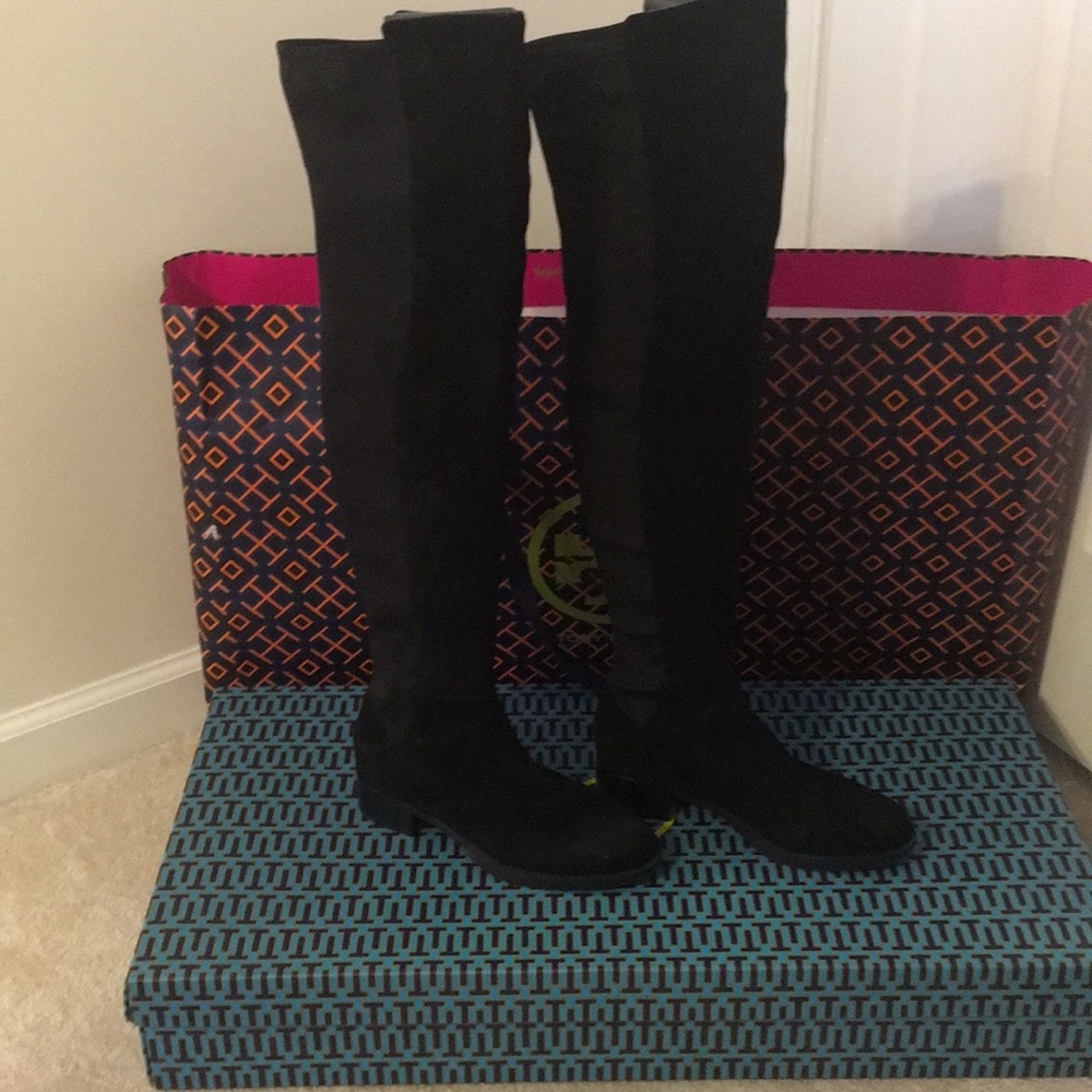 Tory Burch over the knee black suede 7.5 boots.